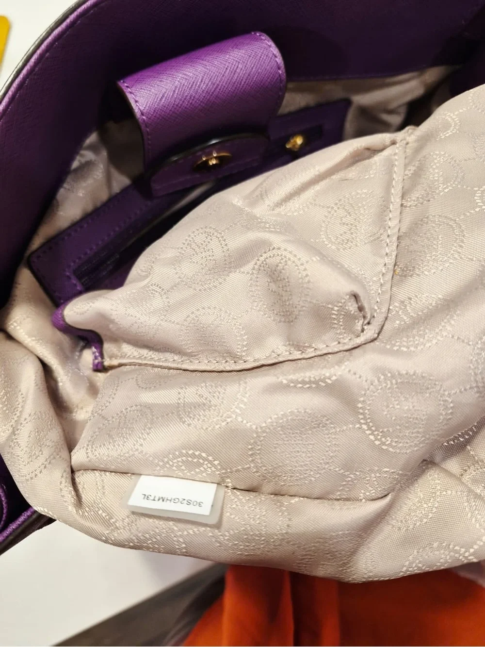 Michael Kors Purple Leather Satchel with Gold Hardware